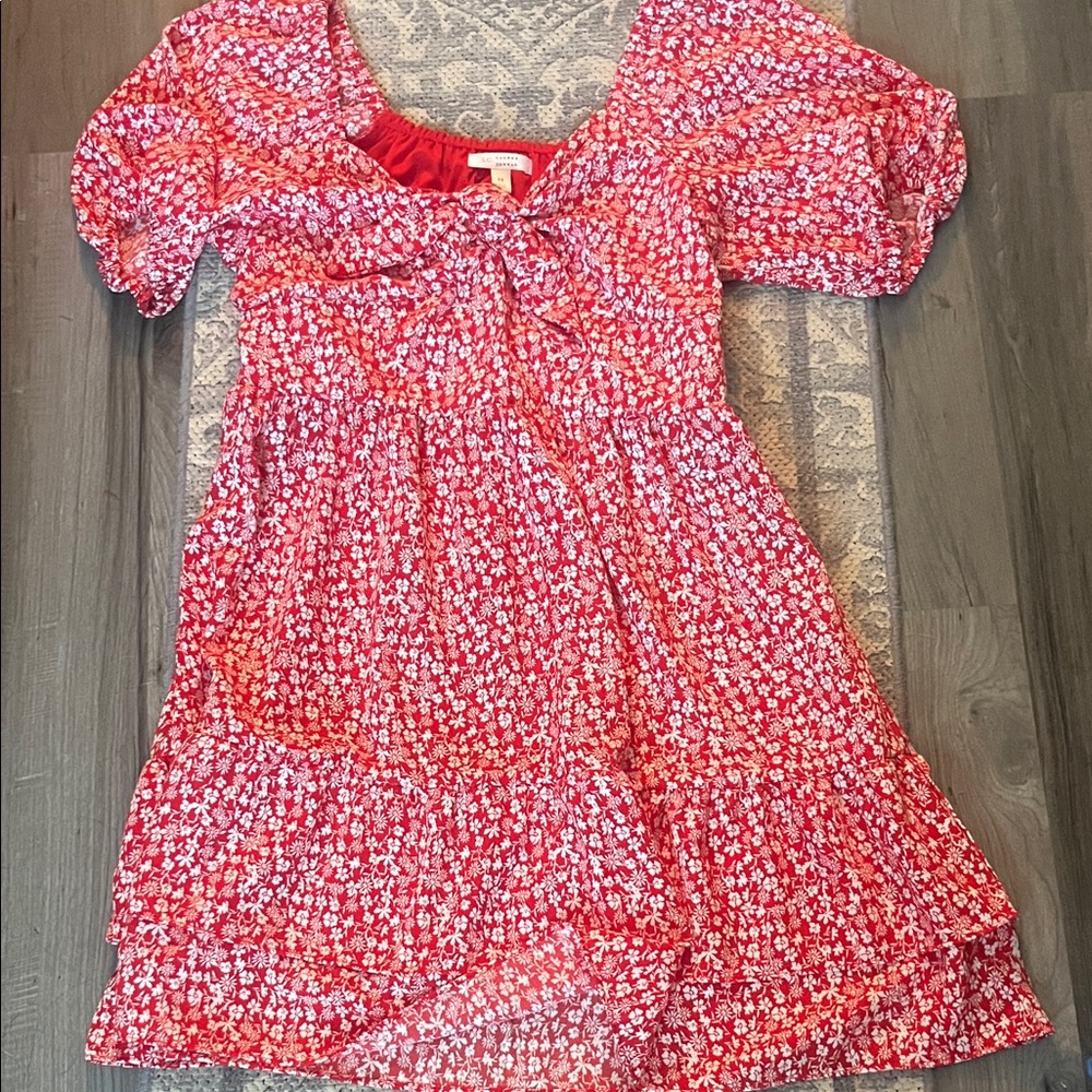 LC Lauren Conrad Red Floral Casual Dress
